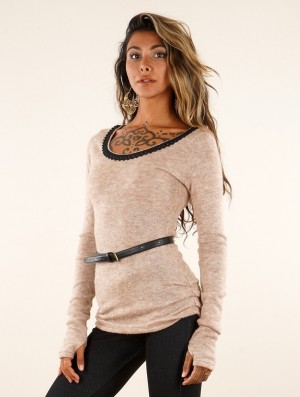 Toonzshop Aëlys Pullover Pulóver Női Bézs | QWPTKBH-75