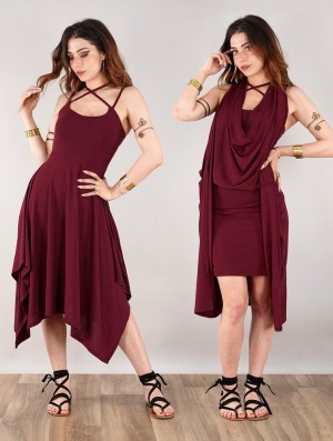 Toonzshop Amethyst Short Dress Ruha Női Wine | FGZOSAV-05