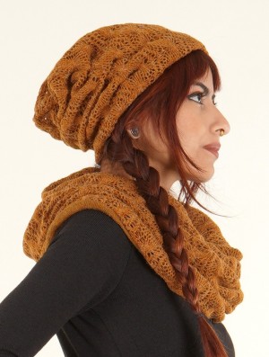 Toonzshop Aslan Pleated Crochet Beanie Télisapka Női Rusty | CZVHSWA-74