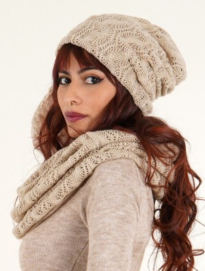 Toonzshop Aslan Pleated Crochet Beanie Télisapka Női Bézs | GHBQYIE-18