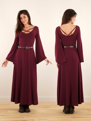 Toonzshop Black Moon Reversible Long Dress Ruha Női Wine | RJUFWCQ-80