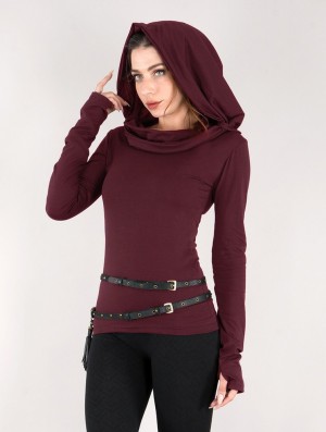 Toonzshop Chryzz Long Sleeve Top Felsők Női Wine | VOFNHYU-41