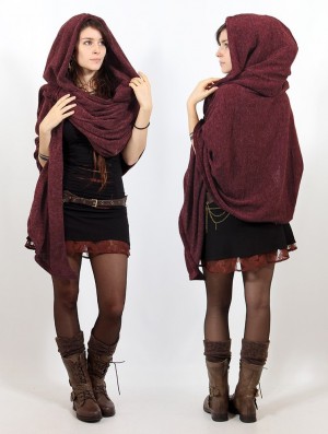 Toonzshop Danae Hooded Cape Poncsók Női Mottled wine | YQCDPHV-25