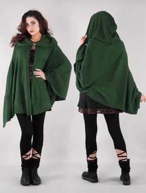 Toonzshop Danae Hooded Cape Poncsók Női Zöld | ZENFDVU-13