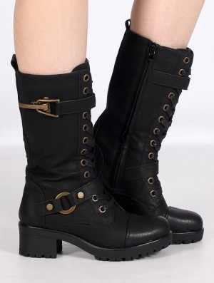 Toonzshop Dezba High Boots Csizma Női Fekete Arany | ICGVAPU-70