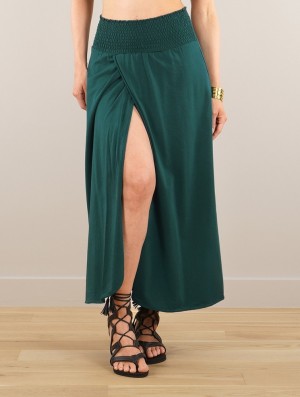 Toonzshop Dune Wrap Long Skirt Szoknya Női Emerald | CQJUXYM-81