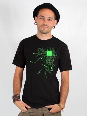 Toonzshop Electrosystem Printed Short Sleeve T-shirt Póló Férfi Fekete Zöld | WBNCMAJ-82