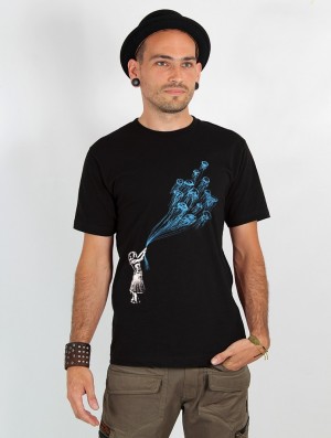 Toonzshop Flying Medusa Printed Short Sleeve T-shirt Póló Férfi Fekete | JTKCYSA-24