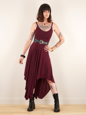 Toonzshop Gypse Asymmetric Flared Long Dress Ruha Női Wine | YZPQLDJ-47