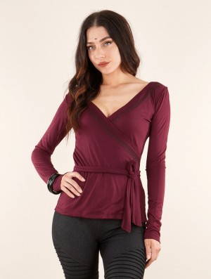 Toonzshop Irwaen Indie Long Sleeve Top Felsők Női Wine | IGFLTUH-92