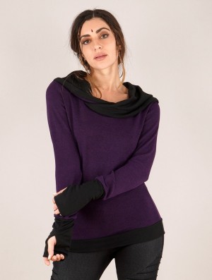 Toonzshop Janjira Pullover Pulóver Női Lila Fekete | TSUFJYD-07