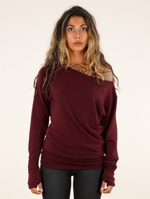 Toonzshop Kayäaz Batwing Sleeve Sweater Pulóver Női Wine | QUTXLPG-49