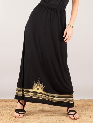 Toonzshop Lotus Elerinna High Waist Maxi Skirt Szoknya Női Fekete | IGSEOHD-46