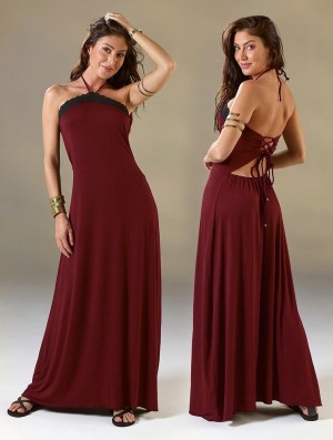 Toonzshop Lüune Sleeveless Long Dress Ruha Női Wine | KHJPRFA-86