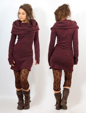 Toonzshop Mantra Sweater Dress Ruha Női Mottled wine | JBXZEUT-78