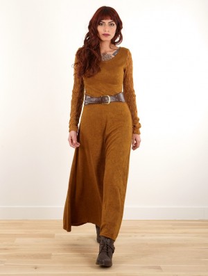 Toonzshop Melisandre Crochet Long Sleeve Long Sweater Dress Ruha Női Rusty | MVTAXPE-93