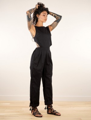 Toonzshop Minyar Bare Back Strappy Jumpsuit Jumpsuit Női Fekete | WYQPEMD-95