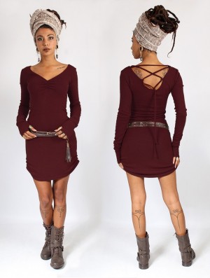 Toonzshop Nikkäa Sweater Dress Ruha Női Wine | TWVUINE-86