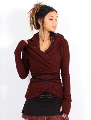 Toonzshop Plume Wrap Over Cardigan Kardigán Női Wine | DXBTSQC-28