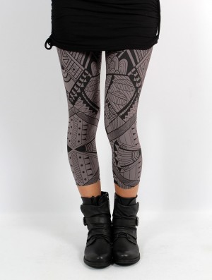 Toonzshop Rinji Africa Printed ¾ Legging Leggings Női Charcoal | BKLMOYD-04