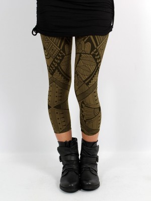 Toonzshop Rinji Africa Printed ¾ Leggings Leggings Női Zöld | IZQNWAU-64