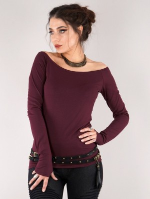 Toonzshop Saädiya Long Sleeve Top Felsők Női Wine | VBZSCDF-40