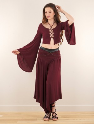 Toonzshop Shojo Skirted Harem Pant 2in1 Dress Ruha Női Wine | VTXBGJP-07