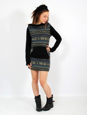 Toonzshop Suwanna Pirun Sweater Dress Ruha Női Fekete | ZYKRGUB-65