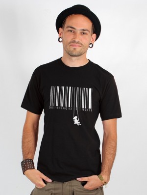 Toonzshop Swing Barcode Printed Short Sleeve T-shirt Póló Férfi Fekete | UVSENFJ-97