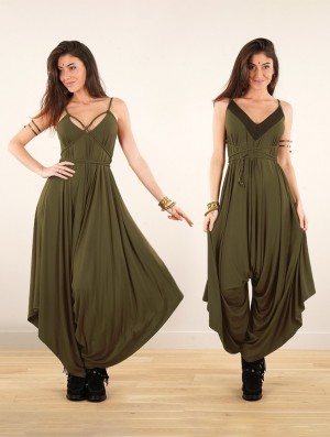 Toonzshop Topäaz Loose And Reversible Strappy Jumpsuit Jumpsuit Női Khaki | BVZFSAQ-25