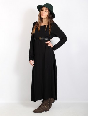 Toonzshop Wasilah Long Sweater Dress Ruha Női Fekete | HKMSPNR-12