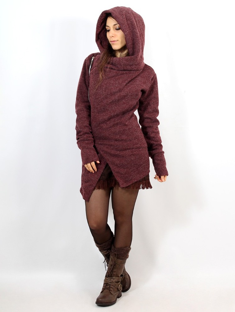 Toonzshop Akriti Crossed Hooded Jacket With Zipper Kabát Női Wine | OCQFAKV-18