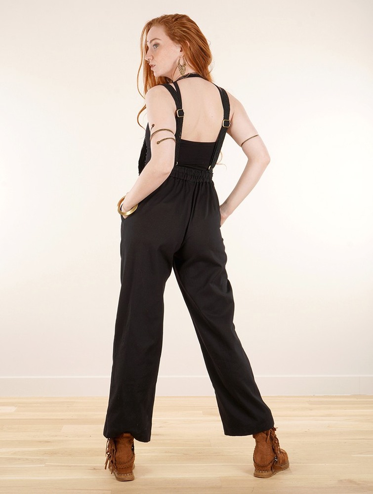 Toonzshop Anardil Strappy Bar Back Jumpsuit With Crochet Jumpsuit Női Fekete | NSMHUOX-19