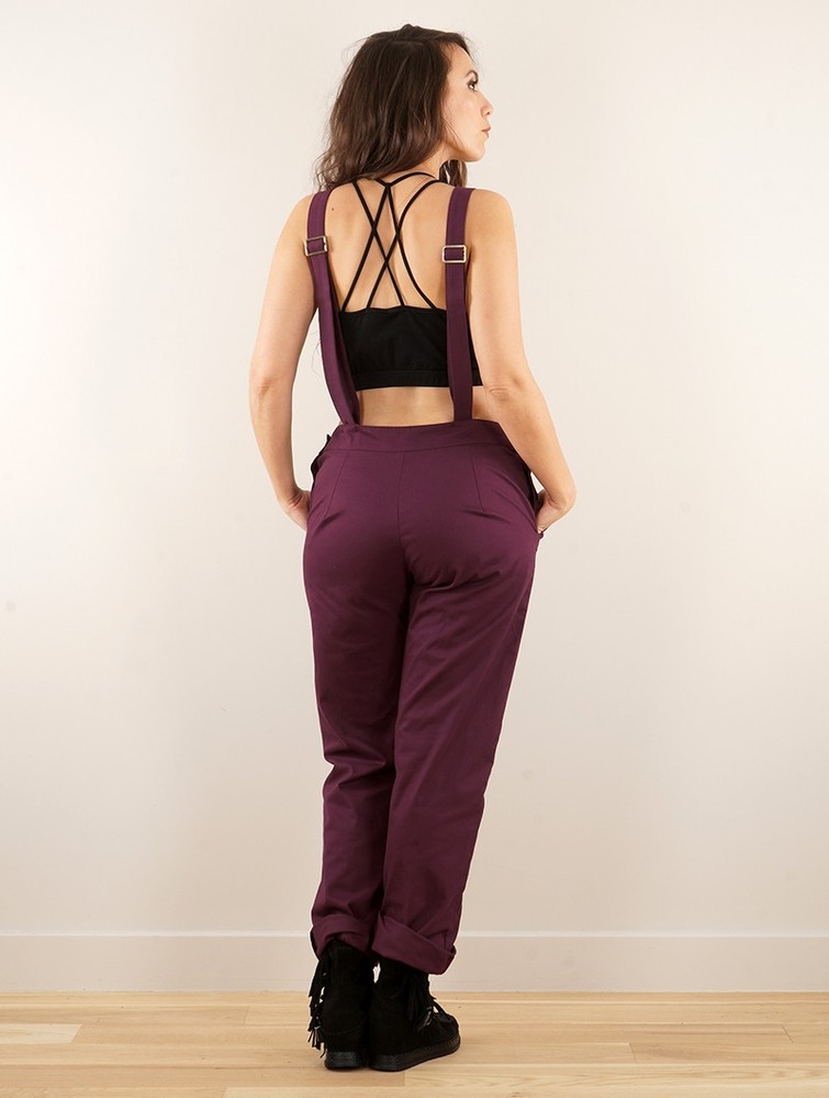 Toonzshop Anardil Strappy Bar Back Jumpsuit With Crochet Jumpsuit Női Wine | MWFIDYE-50