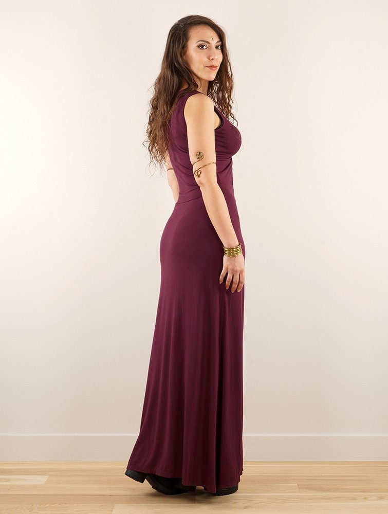 Toonzshop Andreas Long Split Strappy Dress Ruha Női Wine | PWJBNFK-18