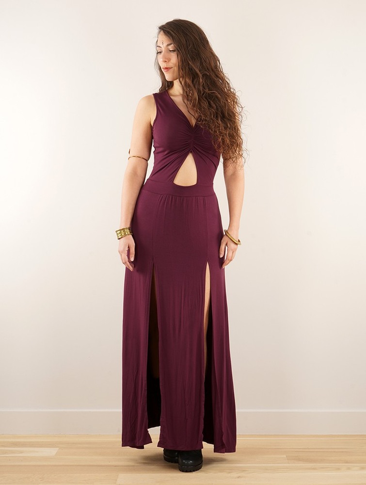 Toonzshop Andreas Long Split Strappy Dress Ruha Női Wine | PWJBNFK-18