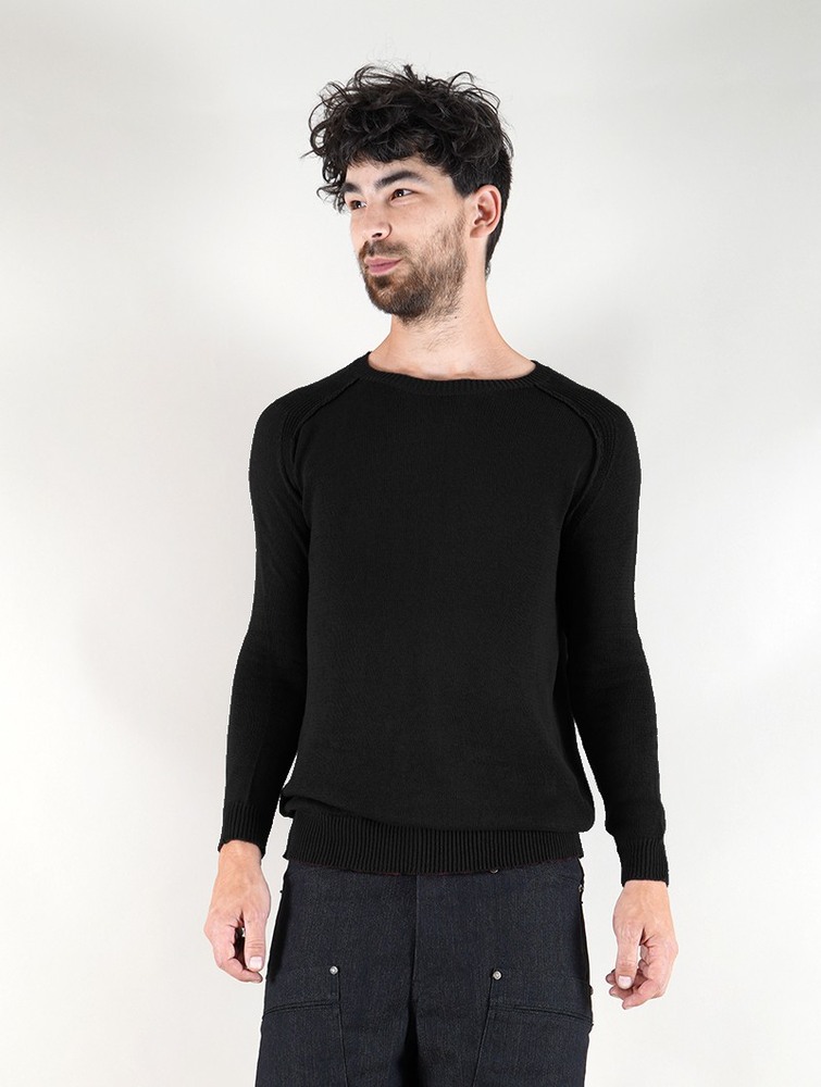 Toonzshop Arga Cotton Sweater Pulóver Férfi Fekete | GSOQRAT-25