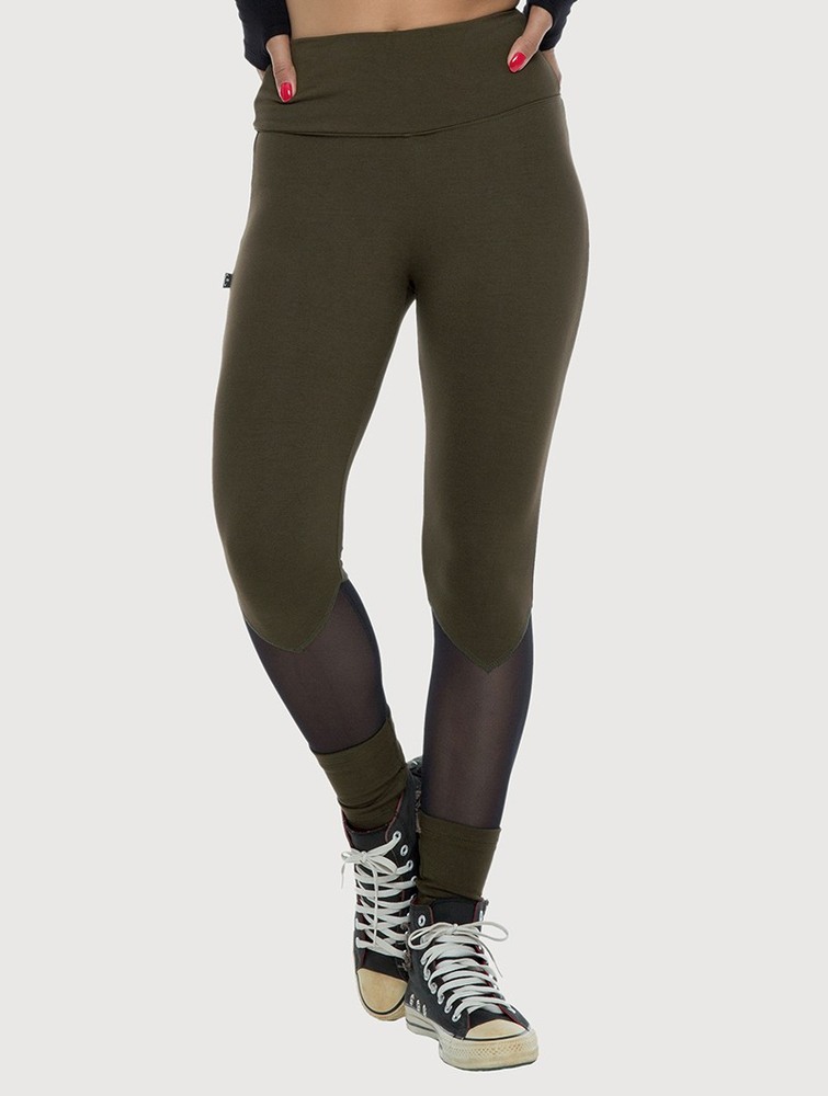 Toonzshop Arrow Mesh Insert Long Leggings Leggings Női Sötétzöld | SILBOKV-48