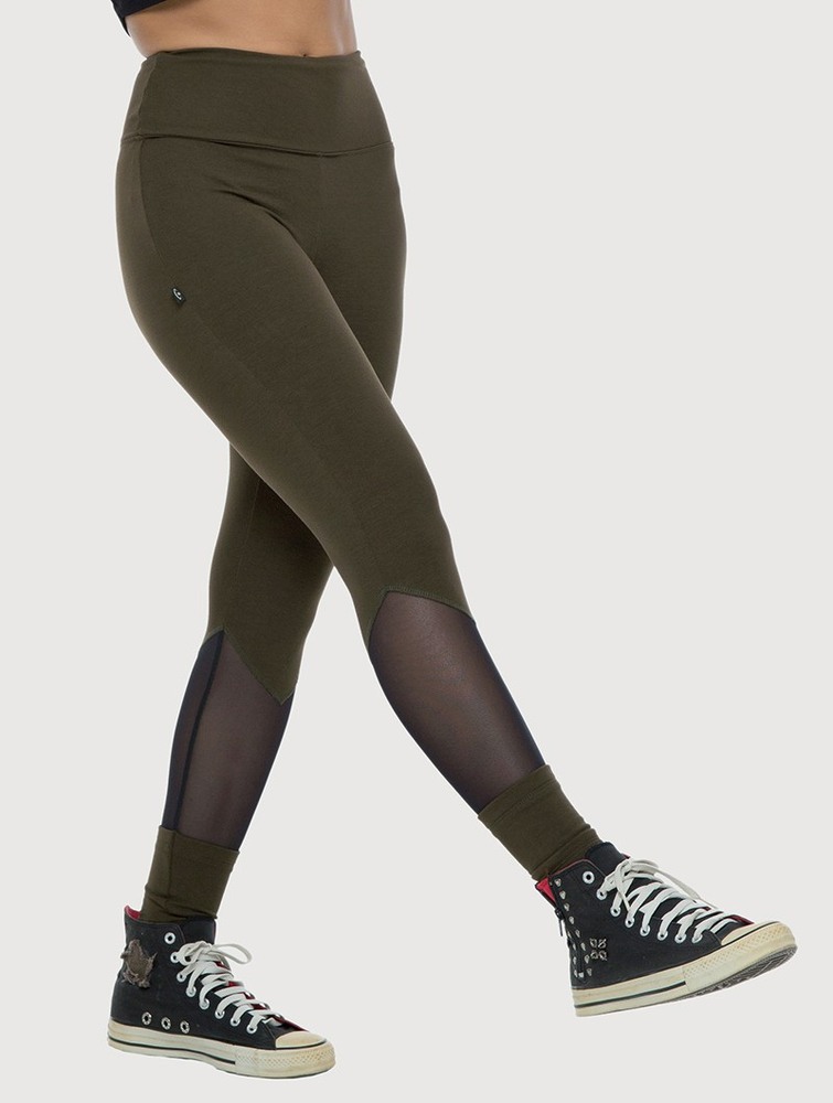 Toonzshop Arrow Mesh Insert Long Leggings Leggings Női Sötétzöld | SILBOKV-48