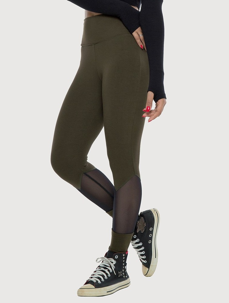 Toonzshop Arrow Mesh Insert Long Leggings Leggings Női Sötétzöld | SILBOKV-48