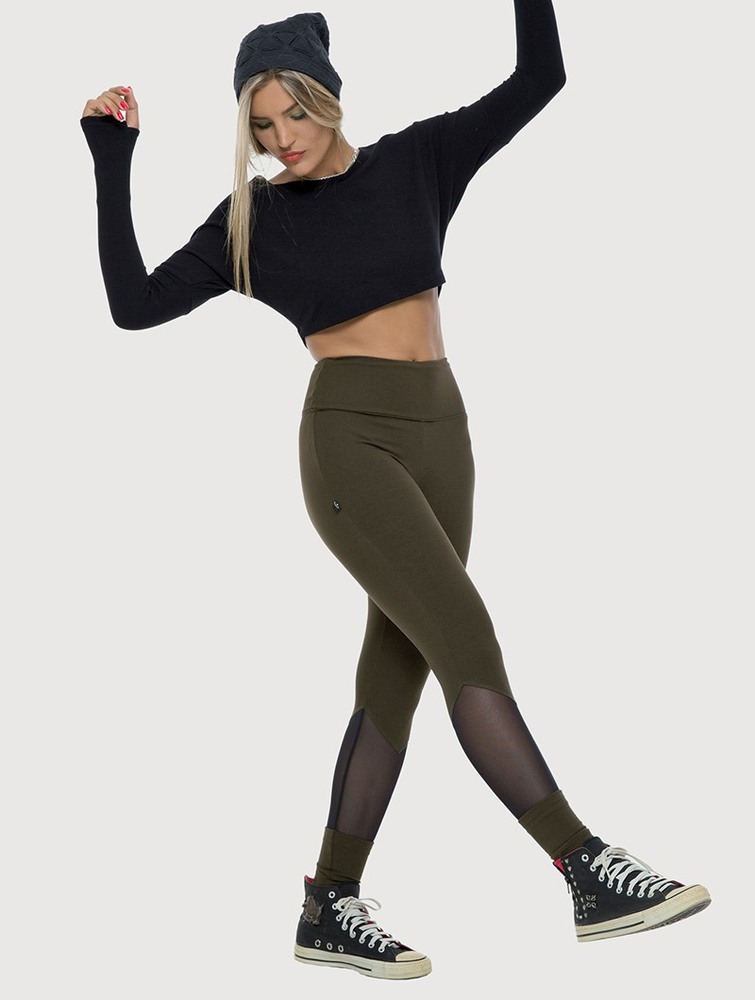 Toonzshop Arrow Mesh Insert Long Leggings Leggings Női Sötétzöld | SILBOKV-48