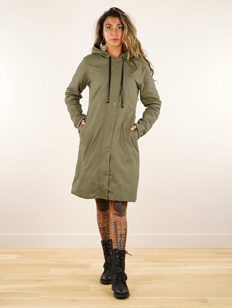 Toonzshop Ase Long Hooded Coat Kabátok Női Khaki | PGDYWKV-84