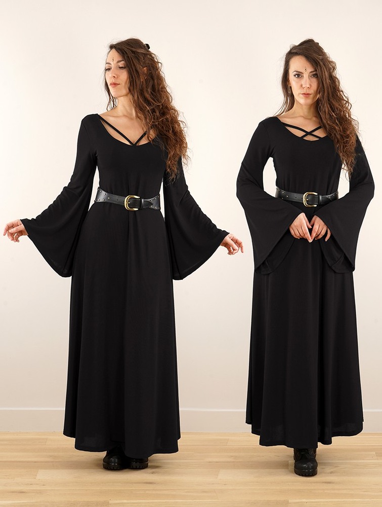 Toonzshop Black Moon Reversible Long Dress Ruha Női Fekete | HTWZSCA-74