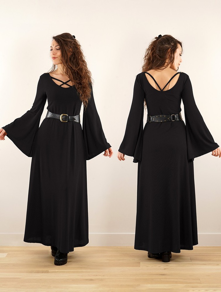 Toonzshop Black Moon Reversible Long Dress Ruha Női Fekete | HTWZSCA-74