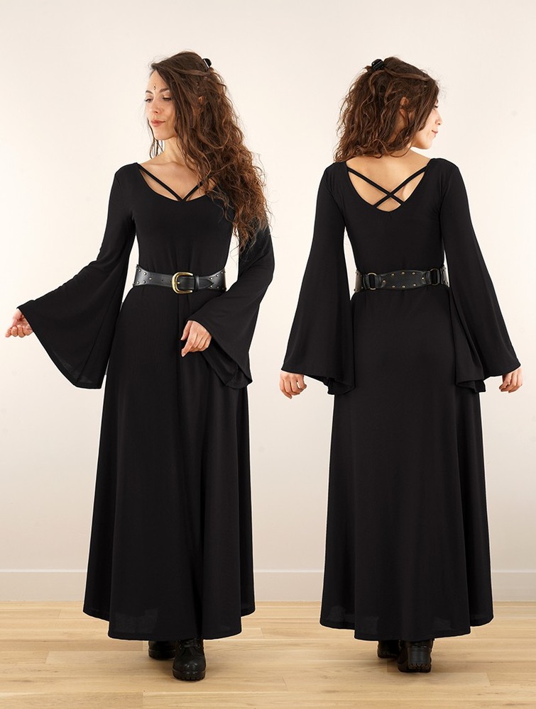 Toonzshop Black Moon Reversible Long Dress Ruha Női Fekete | HTWZSCA-74