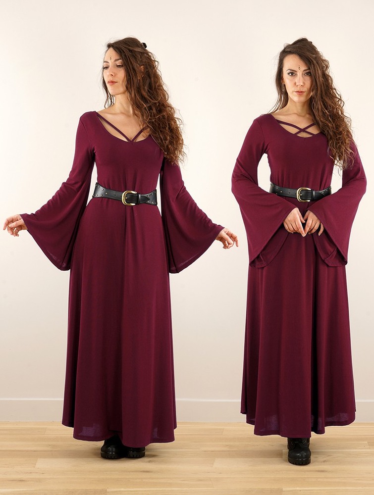 Toonzshop Black Moon Reversible Long Dress Ruha Női Wine | RJUFWCQ-80