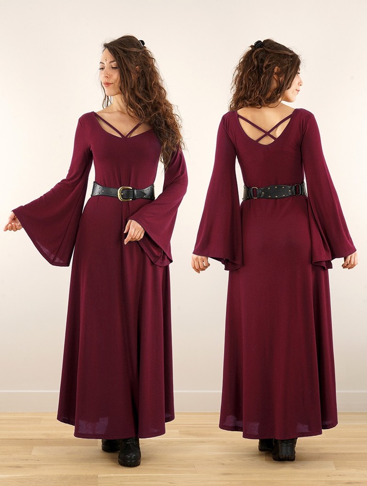 Toonzshop Black Moon Reversible Long Dress Ruha Női Wine | RJUFWCQ-80