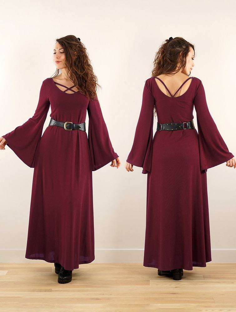 Toonzshop Black Moon Reversible Long Dress Ruha Női Wine | RJUFWCQ-80