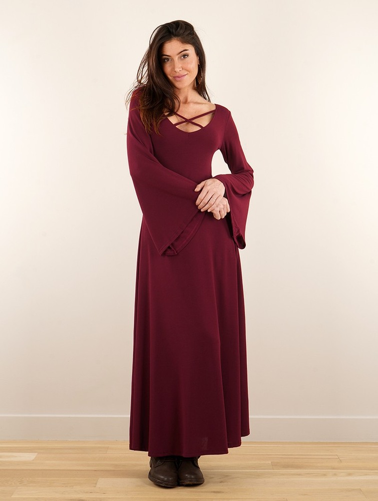 Toonzshop Black Moon Reversible Long Dress Ruha Női Wine | RJUFWCQ-80