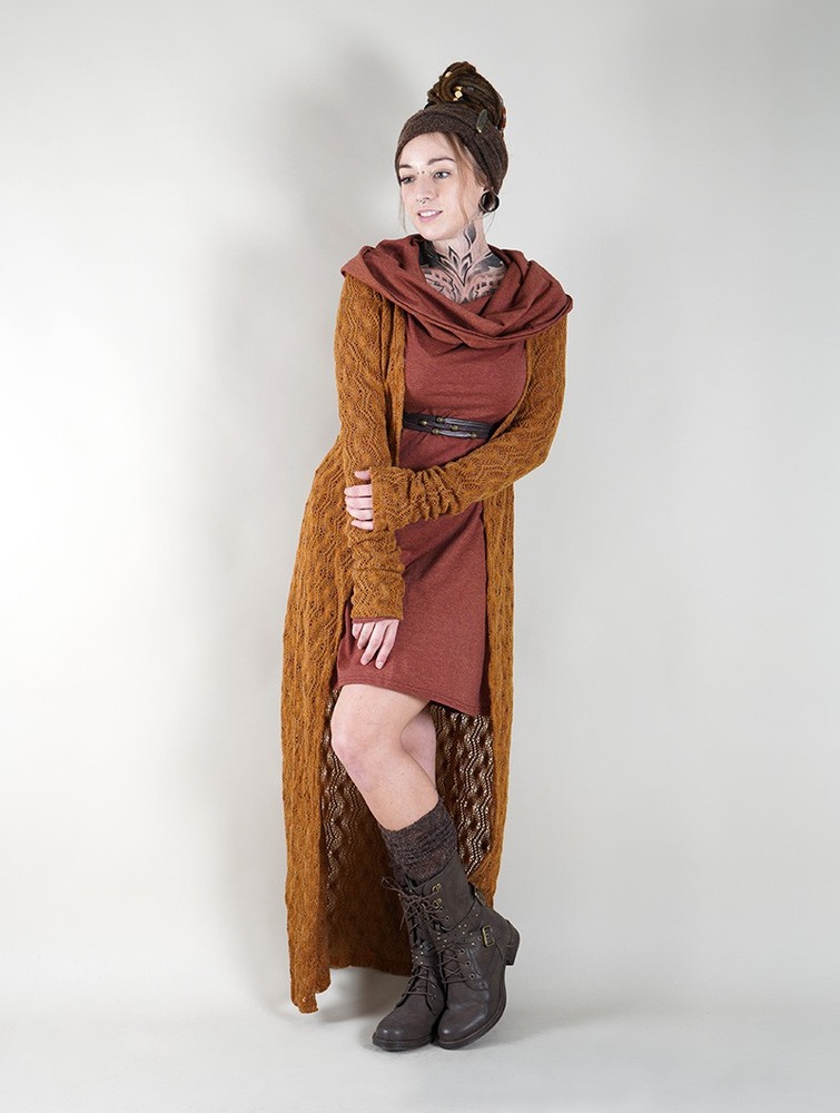 Toonzshop Boheme Crochet Long Cardigan Kardigán Női Rusty | KLNYCBR-28